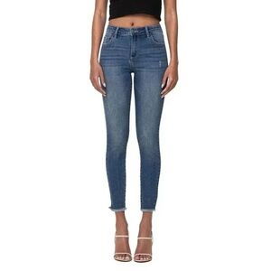 Cello Mid Rise Raw Hem Crop Skinny